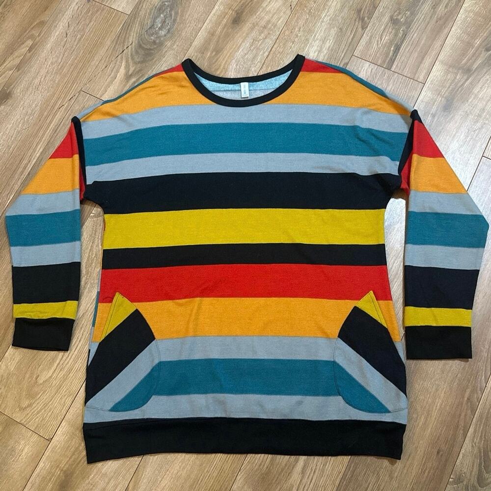 Ysyokow ultra-soft casual lounge top vibrant colors  curved pockets Women XL